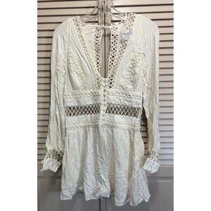 free people wonderland mini dress Free People Wonderland Printed Mini Dress Black Small S $128 OB834184 NWT  New